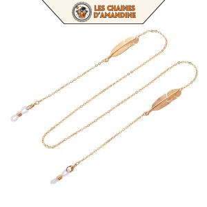 chaine lunette collier plume rose gold