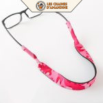 cordon lunette voile camouflage rose